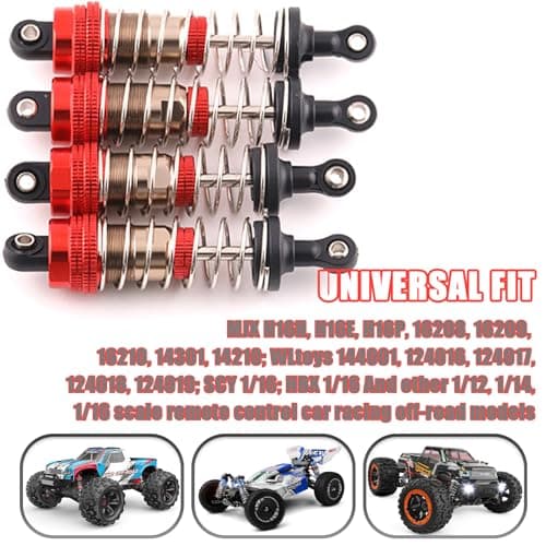 Oil-Fill Shock Absorbers for 1/14 1/16 1/12 RC Cars, 75mm & 81mm Hydraulic Suspension Kit, DIY Refillable Dampers with Alloy Body, Compatible for MJX, HSP, WLtoys, SCY, FMS, Traxxas (Oil Not Included) - Thumbnail 3