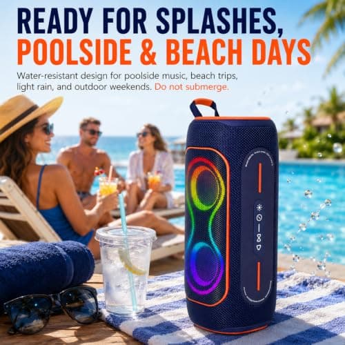 Musibaby 80W Bluetooth Speaker, Loud Portable Wireless Speaker with Deep Bass, Waterproof Outdoor Speaker with RGB Lights for Camping, Beach & Party, 24H Playtime, BT5.3, Dual Pairing - Thumbnail 3