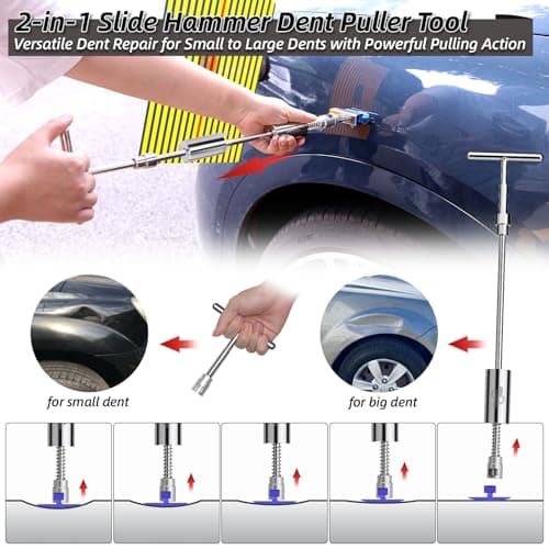 Super PDR Paintless Dent Repair Kit, Car Dent Removal Tools, PDR Tools, Dent Puller Kit with Dent Lifter, Bridge Puller, Slide Hammer T-Bar for Car Body Dents, Kit Includes Glue Removal Tool - Thumbnail 4