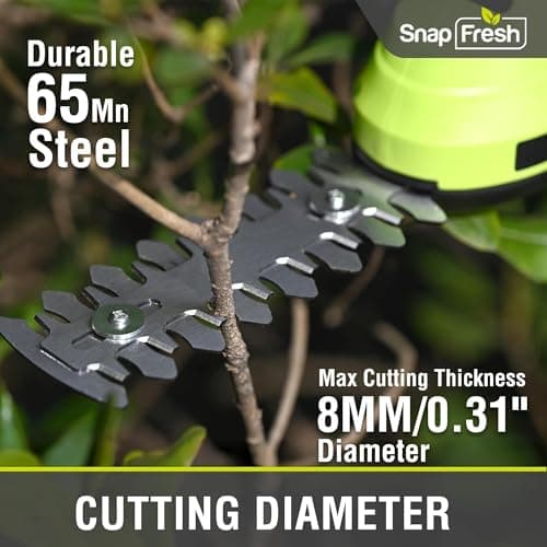 SnapFresh Cordless Grass Shears & Hedge Trimmer, 2-in-1 Handheld Electric Lightweight Hedge & Shrub Trimmer with Battery for Garden Yard Lawn, 2.0Ah Battery & USB-C Charging Cable Included - Thumbnail 5