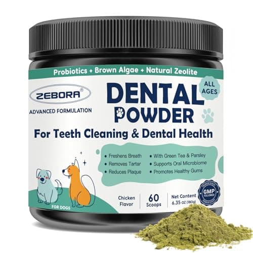 ZEBORA Dog Teeth Cleaning Powder - Dog Breath Freshener Dental Powder, Targets Bad Breath, Plaque Off & Tartar Remover, Natural Dental Care for Healthy Gums, 180g - Image 1
