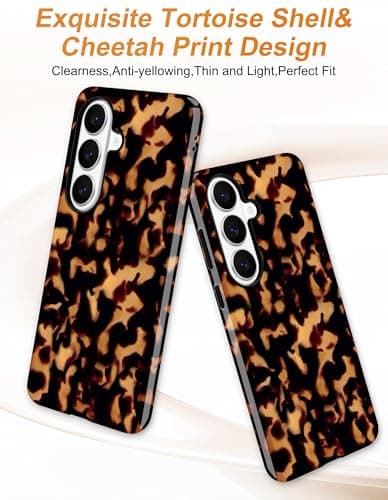Aitipy Magnetic Tortoise Shell Case for Samsung Galaxy S25 Edge, Compatible with MagSafe, Cute Brown Aesthetic Leopard Print Soft TPU and Hard PC Shockproof Protective Phone Cover for Women Girls - Thumbnail 4
