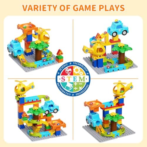 burgkidz Marble Runs for Kids 4-8, Educational Learning Marble Maze Toys Compatible with All Major Brands of Building Blocks STEM Toys for Kid Age 3 4 5 6 7 8+ - Thumbnail 5