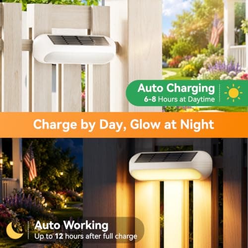 AHAORIGIN Outdoor Solar Lights for Outside, 10 Pack Bright Solar Fence Lights with Multi-Color Changing & Warm White Mode, Upgraded Solar Step Lights Outdoor Waterproof for Garden Deck Post Stair Wall - Thumbnail 2