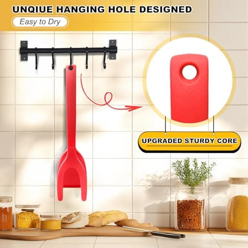 Silicone Spatula, BPA Free Kitchen Spatula, High Heat Resistant Rubber Spatulas, Ideal Kitchen Utensils for Non-Stick Pans, Sautéing, Frying, Baking, Turning and Flipping - Thumbnail 5