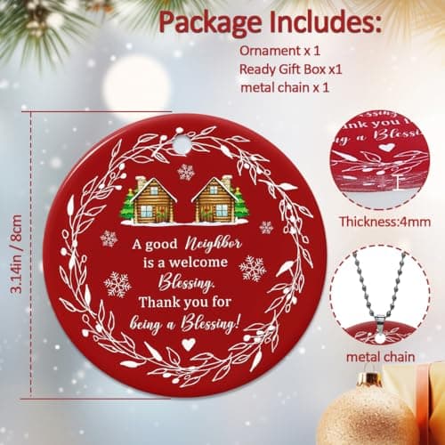 Neighbor Christmas Ornaments 2026,Gifts for Neighbors at Christmas,Chance Made Us Neighbors Ornament,Gift for Neighbors and Friends,Best Neighbor Gifts - Thumbnail 5