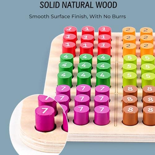 GAKICO Wooden Sudoku Board Game: Math Brain Teaser Puzzle Desktop Game Train Logical Thinking Ability with 81 Pegs for Teenagers, Adult & Seniors Brain Stimulation Toys, Party Favors & Stress-Relief - Thumbnail 6