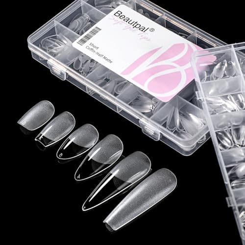 BEAUTPAL Short Almond Nail Tips Fake Nail Tips, 240Pcs Half Matte Soft gel Nail Tips, 15 Sizes Full Cover Acrylic False Press on Nails Tips, Nail Extension Tips - Thumbnail 6