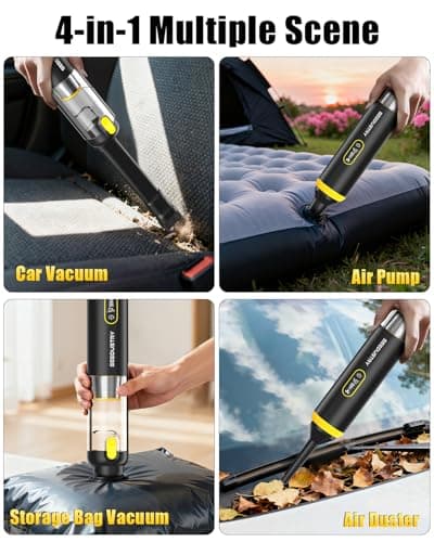 SEEDUSTRY Handheld Vacuum Cleaner Cordless, Mini Small Car Vacuum, Portable Pet Hair Vacuum, 3 Suction Modes-Up to 18000pa, 6 Blow & Suck & Deflate & Inflate Nozzles for Car, Pet, Office, Home - Thumbnail 4