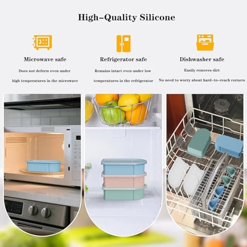 Toutrop 3 Pack Reusable Silicone Snack Containers with Lids, Salad Sauce Seasoning Container, Detachable design Mini Kids Snack Concainers for Travel, Office, Picnic - Thumbnail 3