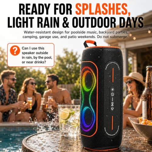 Musibaby Black 80W Waterproof Portable Bluetooth Speaker for Outdoor Use - Thumbnail 5