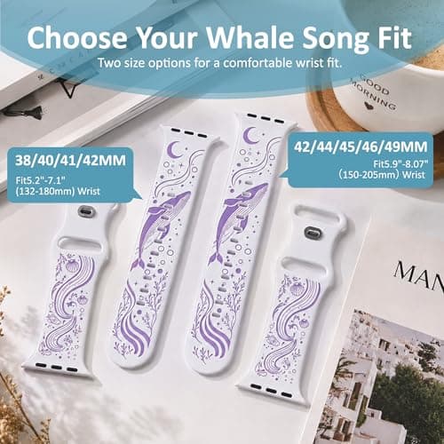 HATILP Whale Engraved Band Compatible with Apple Watch 38/40/41/42mm, Two-Layer Sculpted Ocean Design Soft Silicone Strap for Women, Series 11 10 SE Ultra 9 8 7 6 5 4 3 2 1 - Thumbnail 5