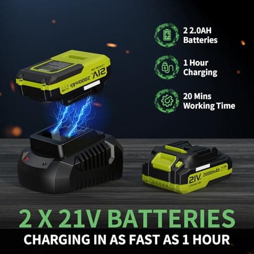 LEAPUL Leaf Blower Cordless, 21V Electric Leaf Blower with 2×2.0Ah Batteries & 1 Fast Charger, Lightweight Battery Powered Blower for Lawn Care, Patio Cleaning - Thumbnail 3