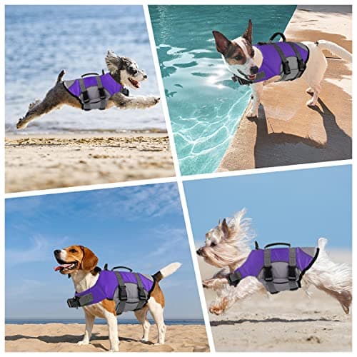 Mklhgty Dog Life Jacket, Reflective Adjustable Dog Vest with Rescue Handle for Swimming and Boating, Ripstop Pet Safety Life Preserver for Small, Medium and Large Dogs - Thumbnail 5