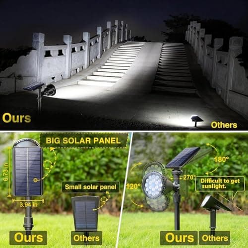 ROSHWEY Solar Outdoor Lights, Waterproof Solar Yard Lights 600LM Spot Light Outdoor for Tree Pathway Walkway Driveway Patio (Cool White, 4Pack) - Thumbnail 4