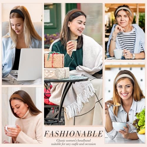 obeoby Cute Headbands for Women, Trendy Headband for Vintage Outfit Non Slip 1 Inch diademas para niñas Wide Hair Bands for Women's Hair Fall Head Bands Accessories Gifts - Thumbnail 6