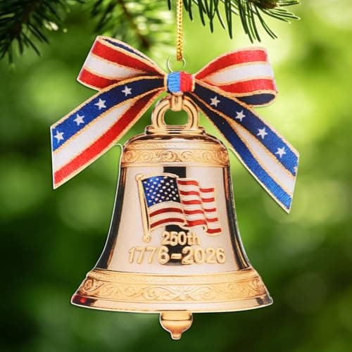USA 250th Anniversary Bell Ornament, 2D Acrylic 1776 2026 Liberty Bell American Flag Decorations, America 250 Years Christmas Tree Ornaments for US Citizens - Thumbnail 3