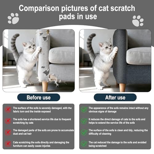 Cat Scratch Mat for Couch, Wall & Cat Tree - 78.7" Trimmable Self-Adhesive Cat Scratcher, Cat Scratch Furniture Protector, Felt Alternative to Sisal, DIY Cat Tower Replacement, 2 Pack (Dark Gray) - Thumbnail 3