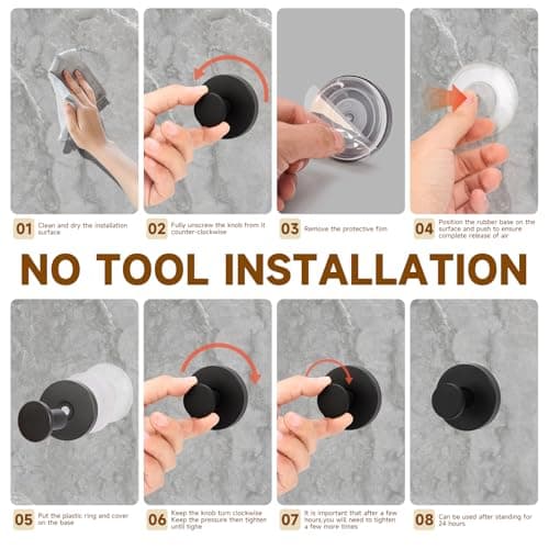 Suction Cup Hooks for Shower Heavy Duty Wreath Hangers for Front Door Waterproof Shower Hooks for Inside, No Drill Adhesive Towel Hooks for Bathroom, Kitchen, Glass Doors, Windows(2, Matte Black) - Thumbnail 3