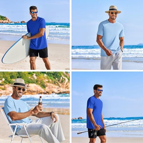 PINSPARK Mens Tshirts Multipack Moisture Wicking Shirts for Men Quick Dry Workout T-Shirts Relaxed Fit Plain Muscle T Shirts - Thumbnail 6