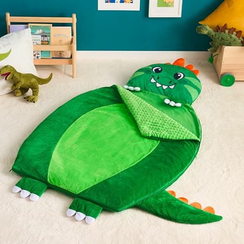 JOIEDOMI Kids Sleeping Bag Toddler Nap Mat with Pillow & Blanket 60" x 39" for Kids Ages 3+ Soft Plush Sleeping Mat Dinosaur for Preschool and Boys Girls Kindergarten Daycare Sleepover - Thumbnail 2
