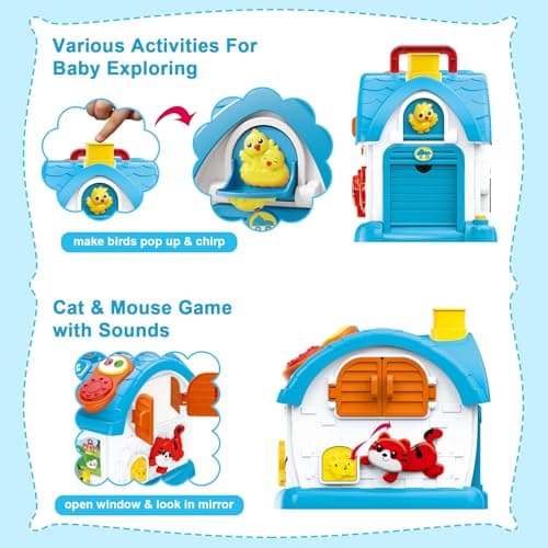 DELUTIQUE Learning Toys for 1 Year Old Boy Gift, Muscial Toys for Toddler 1-3, Educational Toy Baby 12-18 Months with Mirror, Play Phone, 1st First Birthday for Grandkids - Thumbnail 4