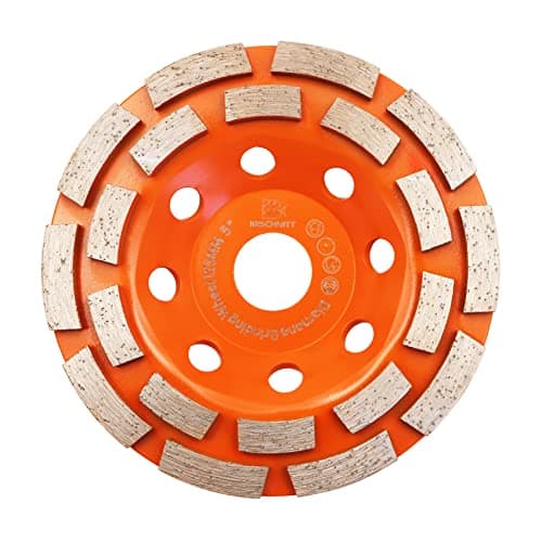 Concrete Diamond Grinding Cup Wheel,BRSCHNITT 5 inch Angle Grinder Diamond Double Row Cutting Wheel for Grinding/Polishing/Cleaning Surface Grinding Granite, Concrete,Stone,Cement,Marble,Rock (125mm)