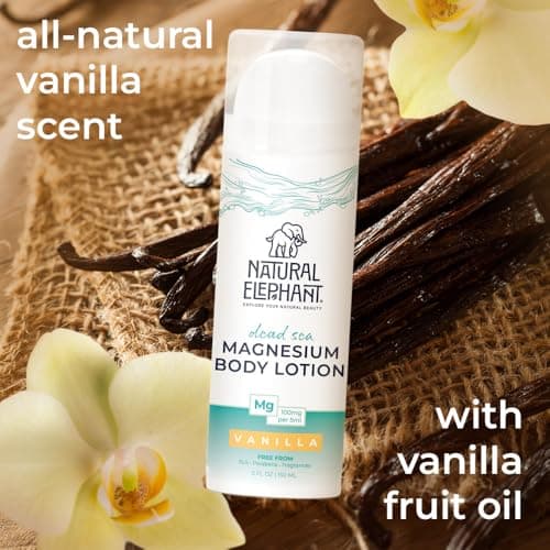 Natural Elephant Dead Sea Magnesium Lotion – Vanilla Scented Body Moisturizer | Topical Magnesium with Dead Sea Minerals – 5 oz (150 ml) - Thumbnail 2