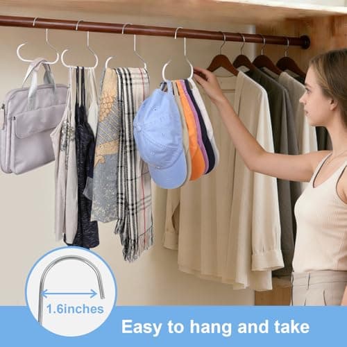 Vigorluck Hat Racks for Closet 8 packs Baseball Hat Organizer Cap Hanger Hat Holder for Closet for Hat, Tie, Bra, Belt, Tank Top, Scarf - Thumbnail 3