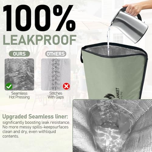 BANGIE BBQ Blanket for Resting Meat, Seamless Leakproof Smoker Bag, Insulated Meat Resting Bag for Large Brisket & Turkey, Grease-Resistant Smoker Accessories Gift for Men Dad Husband, 21in (Green) - Thumbnail 3