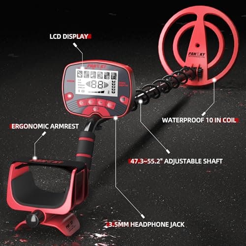 PANCKY Metal Detectors for Adults Waterproof, Professional Higher Accuracy Gold Detector with LCD Display, 5 Mode, Advanced DSP Chip 10" Coil, PK0075 - Thumbnail 2