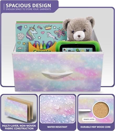 Sorbus Kids Dresser with 5 Drawers - Storage Chest Organizer Nightstand - Steel Frame, Wood Top, Tie-Dye Fabric Bins for Clothes - Wide Furniture for Bedroom, Hallway, Nursery, Closet, & Apartment - Thumbnail 5