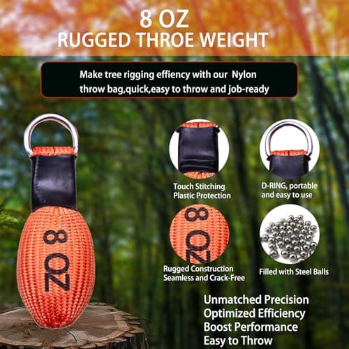 CIVIGARD Arborist Throw Weight Bag for Tree Climbing, Durable Nylon Multi Outdoor Throw Bag for Tree Work, Tear-Resistant for Sport Rock Spelunking Trimming Camping（8OZ） - Thumbnail 2