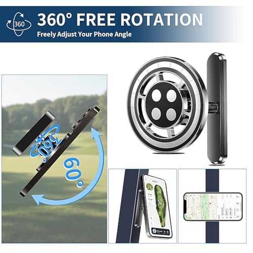Magnetic Golf Cart Alloy Phone Holder Compatible with Mag-Safe iPhone 12-17, Fits EZGO, Club Car, Yamaha, Golf Cart Accessories Essentials 2026 Valentine's Day Ideas Golf Gifts for Men Women Him - Thumbnail 5