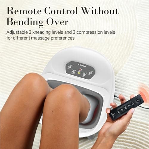 CuPiLo Foot Massager with Heat, FSA Eligible HSA Upgraded Full Feet Shiatsu Massage for Neuropathy, Remote Control Multi-Level Settings for Plantar Fasciitis, Birthday Day Gifts for Women Men(White) - Thumbnail 3
