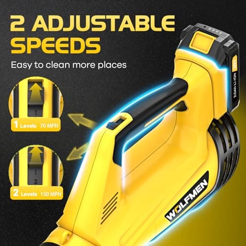 Leaf Blower, Electric Cordless Leaf Blower with 2 Batteries and Charger, 2 Speed Mode, Lightweight Cordless Blower for Blowing Leaves, Patio Cleaning, Blowers for Lawn Care and Dust - Thumbnail 3
