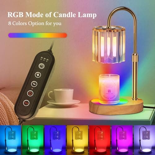 Lukasa Candle Warmer Lamp, with RGB LED Lights,Timer and Dimmer, Adjustable Height, House Warming Gifts New Home Decor, Gifts for Women Mom, Wax Melt Warmer for Scented Jar Candles - Thumbnail 5