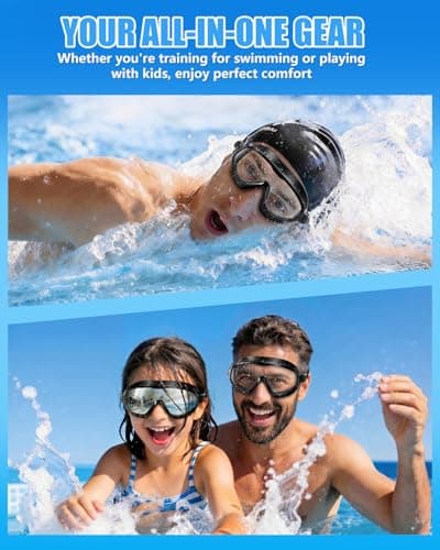 Aegend Swim Goggles for Adult Youth - 2 Pack Wide View Anti-Fog Anti-UV Swimming Goggles for Men & Women (Black & Black Silver) - Thumbnail 6