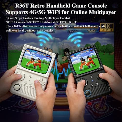 Retro Game Console R36T Handheld Game Console with 64GB Preloaded Games, Support WiFi Networked Fighting, 3.5" IPS Screen, Portable Emulator for Family, Adults & Nostalgic Players (White R36T 3.5") - Thumbnail 2
