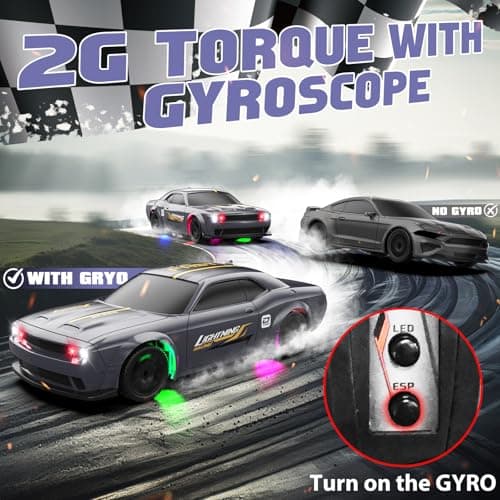 Sakeye 1/43 RC Drift Car, Mini Drifting RC Car with Gyro 2.4GHz Full Proportional Drift Cars 4WD RTR Remote Control Cars with Colorful Lights High Speed Fast Racing Vehicle Gift for Kids Boys Adults - Thumbnail 3