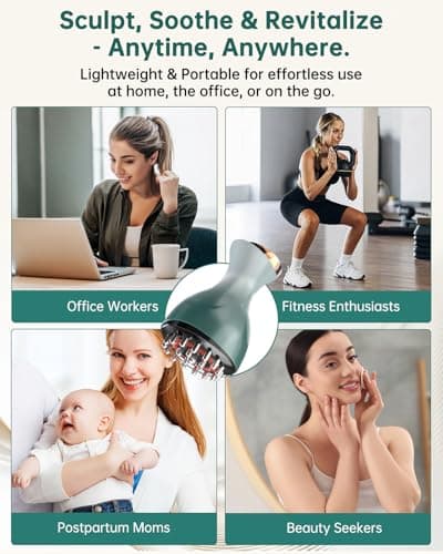 Lymphatic Drainage Massager & Anti Cellulite Massage Tool, Handheld Body Sculpting Machine w/Microcurrent, Light, Heat & Vibration, Portable Muscle Relaxation Tool for Arms, Thighs, Belly, Back - Thumbnail 6