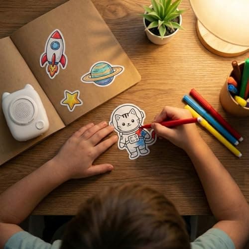 AI Voice Thermal Sticker Printer for Kids, Portable Inkless Mini Sticker Maker Machine, Pocket Photo Printer for DIY Journaling, Study Notes, Coloring Pages & Gifts - Thumbnail 4