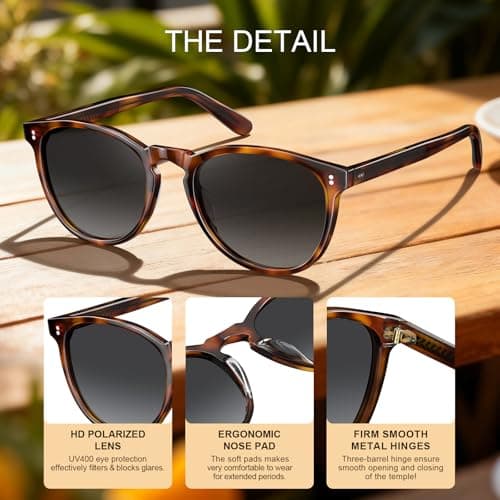 CARFIA Acetate Polarized Sunglasses for Women Trendy Retro Sun Glasses Gray Gradient Lenses - Thumbnail 6