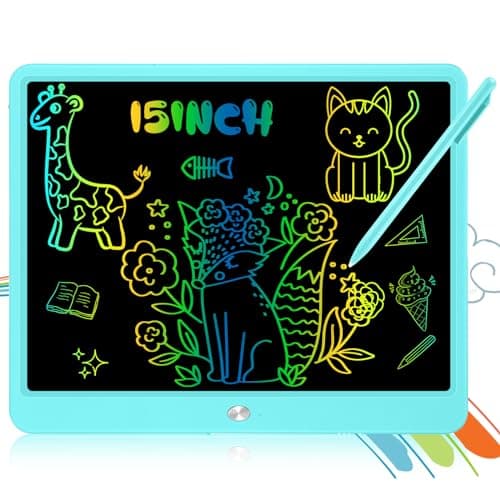 Decute Kids Toys LCD Writing Tablet with Stylus, 15 Inch Erasable Toddlers Doodle Board, Reusable Drawing Pad for Kids, Educational Christmas Birthday Gift for 3 4 5 6 7 8 Girls Boys Toddler Blue
