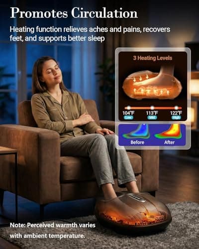 CuPiLo Foot Massager FSA Eligible HSA, Shiatsu Foot Massager for Plantar Fasciitis with Heat & Remote Control, 5 Compression Levels & Kneading Massage for Tired Feet, Seniors, Officer, Dad Gifts - Thumbnail 6