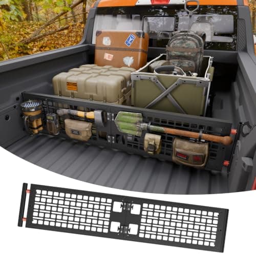 Maxzina Truck Bed Divider Compatible with 2022-2026 Ford Maverick Cargo Divider Trunk Organizer Aluminum Alloy Luggage Divider Replacement with Molle Panel 2025 Maverick Accessories (Higher Version)