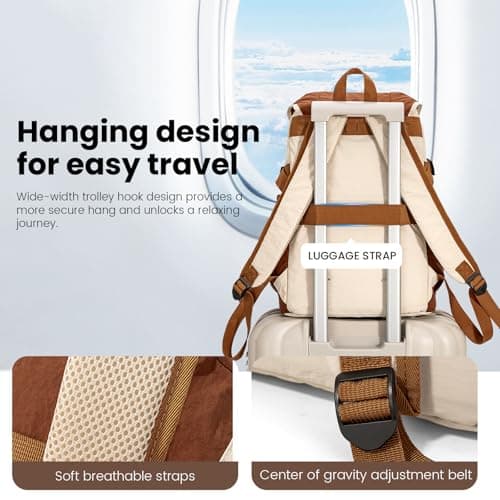 Kabibin Travel Backpack for Women Men, 15L Lightweight Laptop Daypack with Multiple Pockets for Tourist, Daily College Bookbag for School, Casual Packable Bagpack for Hiking (Khaki) - Thumbnail 5