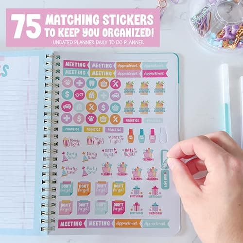 Undated Daily Planner Notebook - Undated Planner Notebooks, Daily To Do List Planners, To Do List Notebook for Work Organization, Day Schedule Planners for Kids and Adults - Thumbnail 4