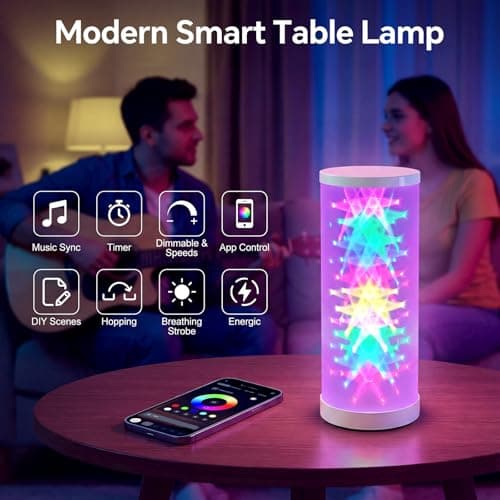 WORLD WIN Prism Glow RGB Table Lamp - Smart Color Changing Night Light for Bedroom, Living Room & Gaming Setup, 16 Million DIY Colors, App Control Lamp for Home Desk Decor (Christmas Tree, White) - Thumbnail 4