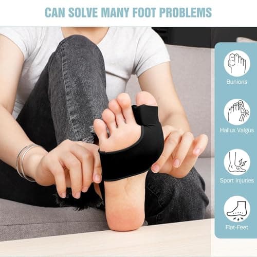 Hvshq 2PCS Bunion Corrector for Women & Men, Comfortable Big Toe Straightener with Pads & Splint, Hallux Valgus Pain Relief for Day & Night Support with Anti-slip Strap(Black,1 Pair) - Thumbnail 4
